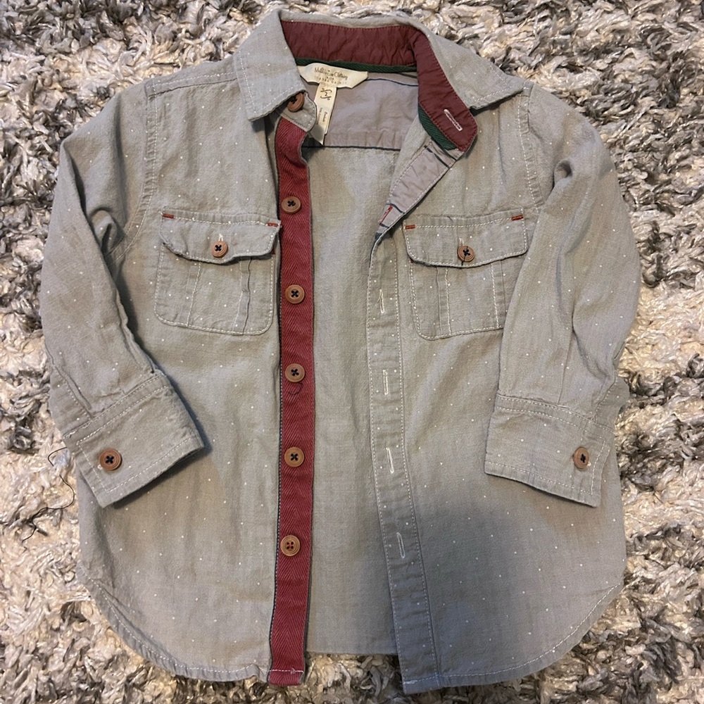 Matilda Jane by Joanna Gaines Gray Shirt with Burgundy Trim
